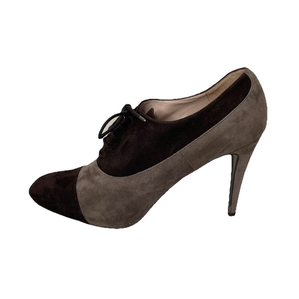 Barney’s New York Brown Suede Lace up Heeled Oxford Shoes Stilettos Sz 40 / Sz 9 - Picture 2 of 16